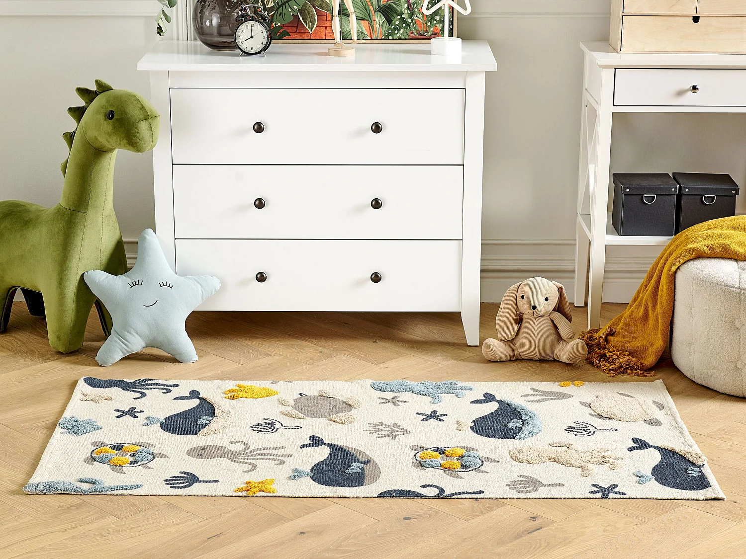 Tapis enfant imprimé animal en coton 80 x 150 cm multicolore PORSEA