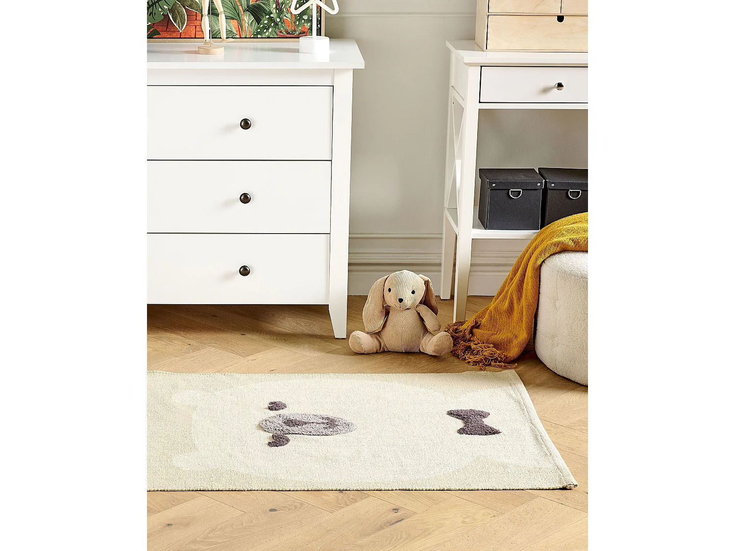 Vloerkleed beer katoen beige 80 x 150 cm SIMAU