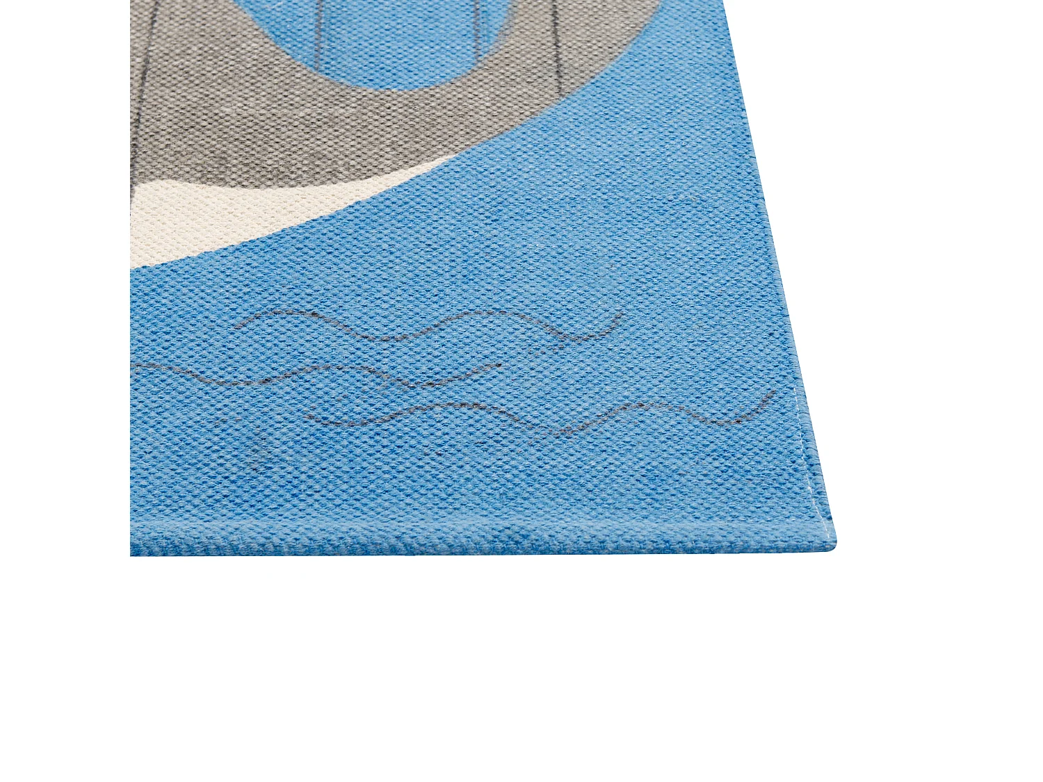 Tapete de algodão azul com motivo de baleia 80 x 150 cm BALABANG
