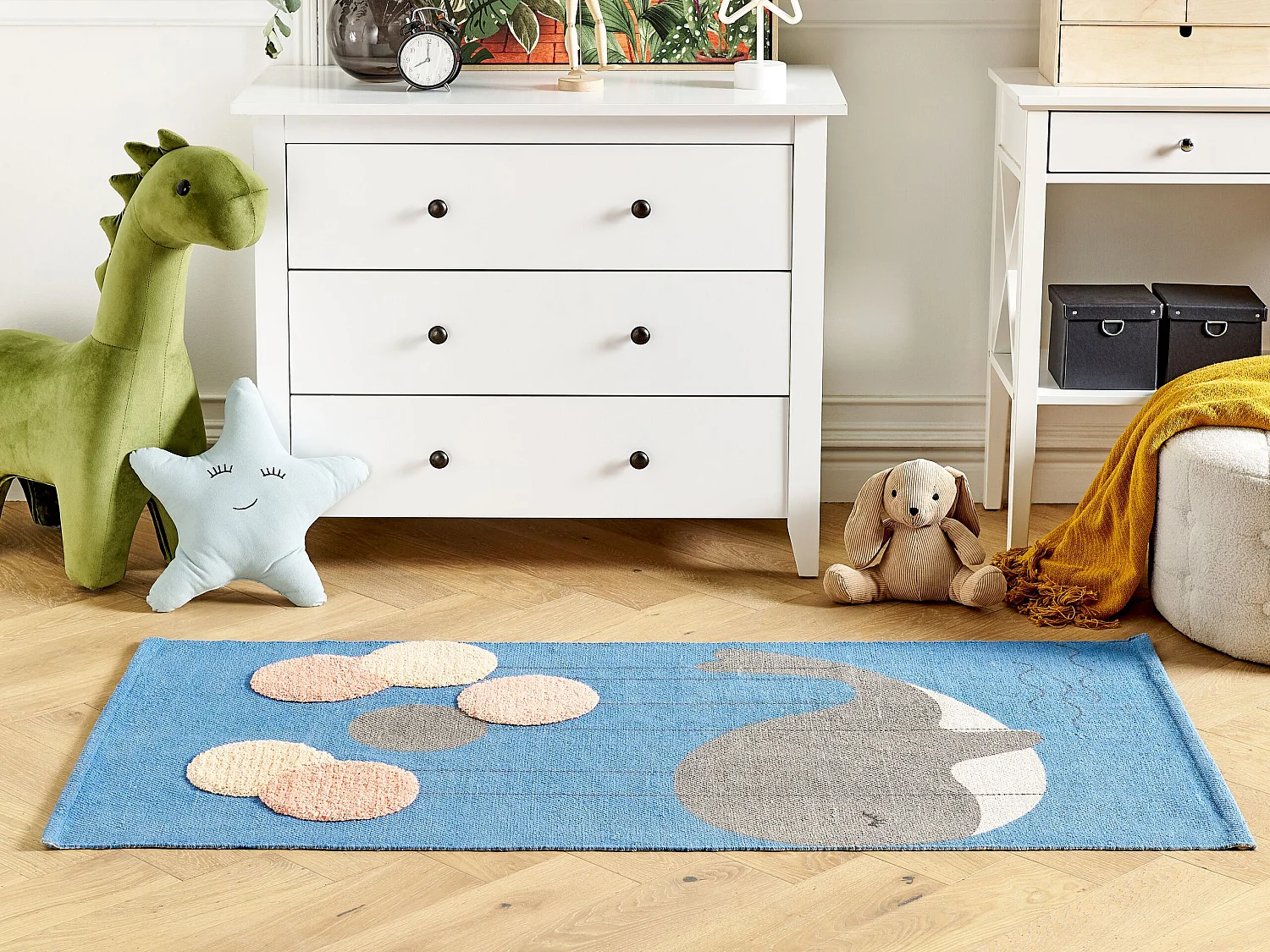 Tapis enfant BALABANG Bleu 80 x 150 cm Coton