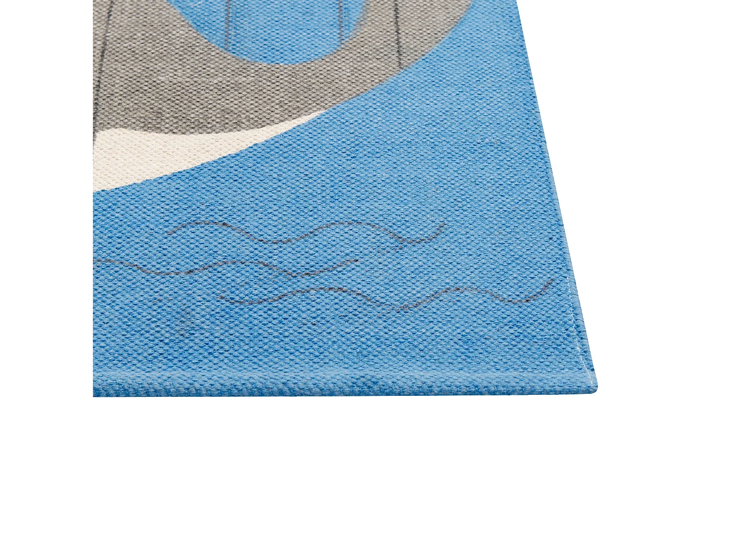 Tappeto per bambini cotone blu motivo balena 80 x 150 cm BALABANG