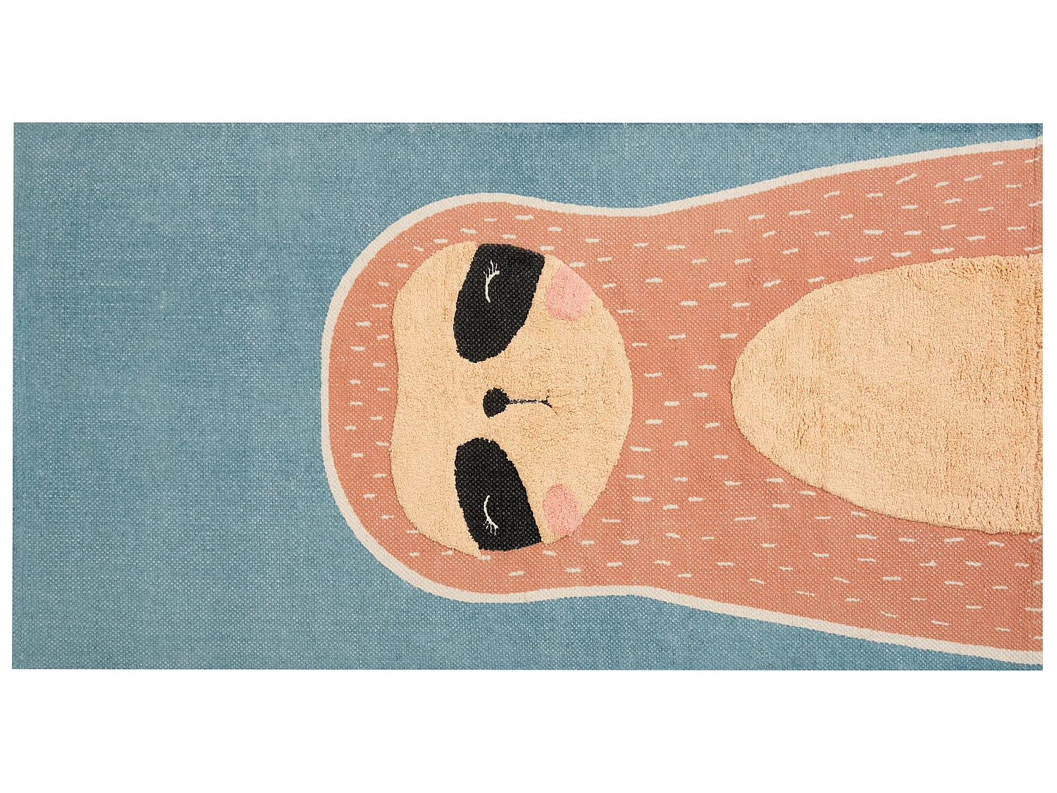 Alfombra de algodón azul y naranja motivo perezoso 80 x 150 cm ISAK