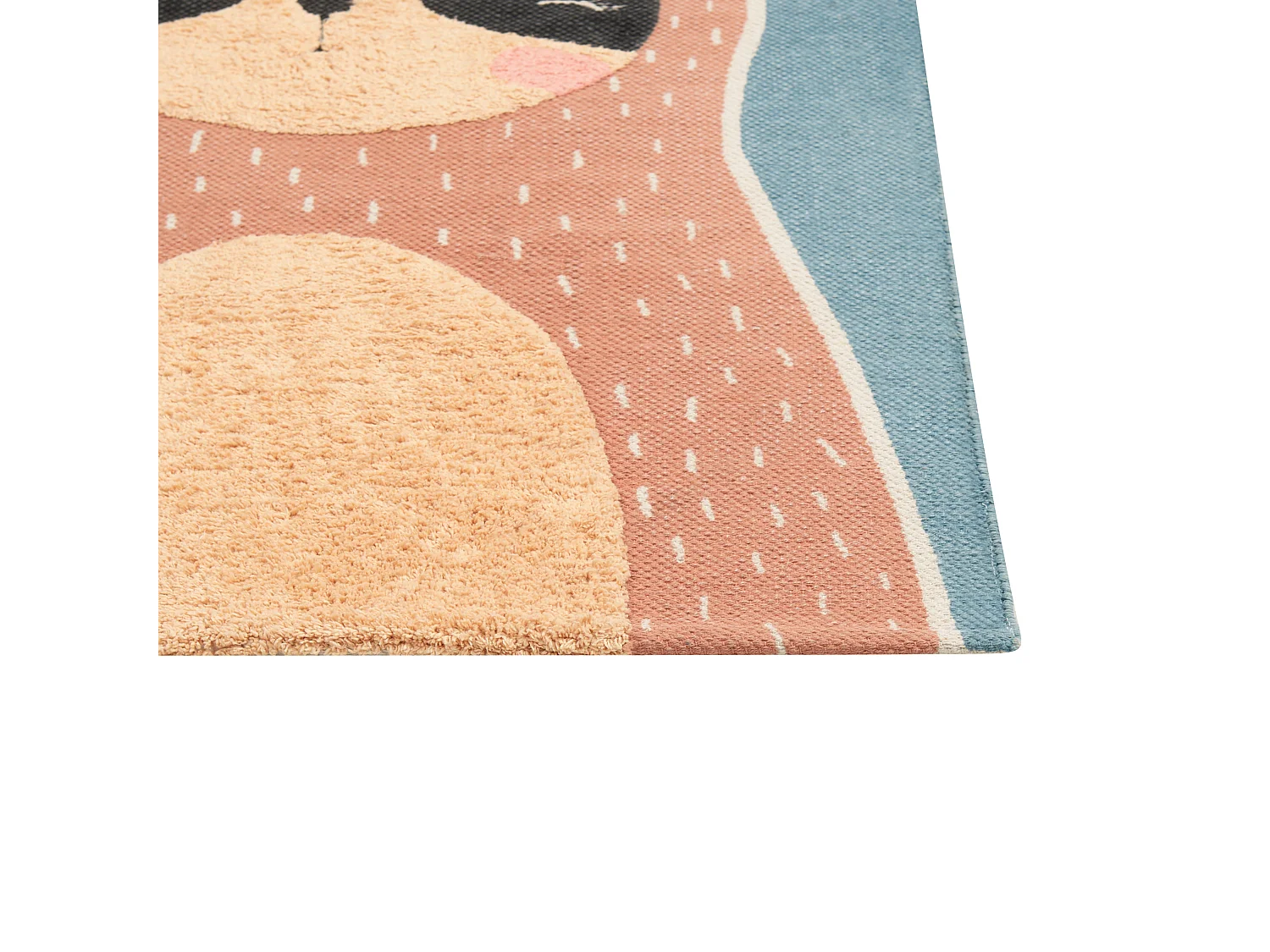 Tapete em algodão azul e laranja com motivo de preguiça 80 x 150 cm ISAK