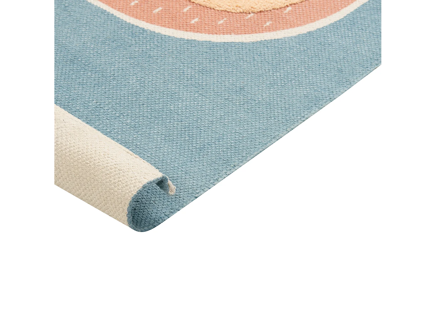 Tapete em algodão azul e laranja com motivo de preguiça 80 x 150 cm ISAK