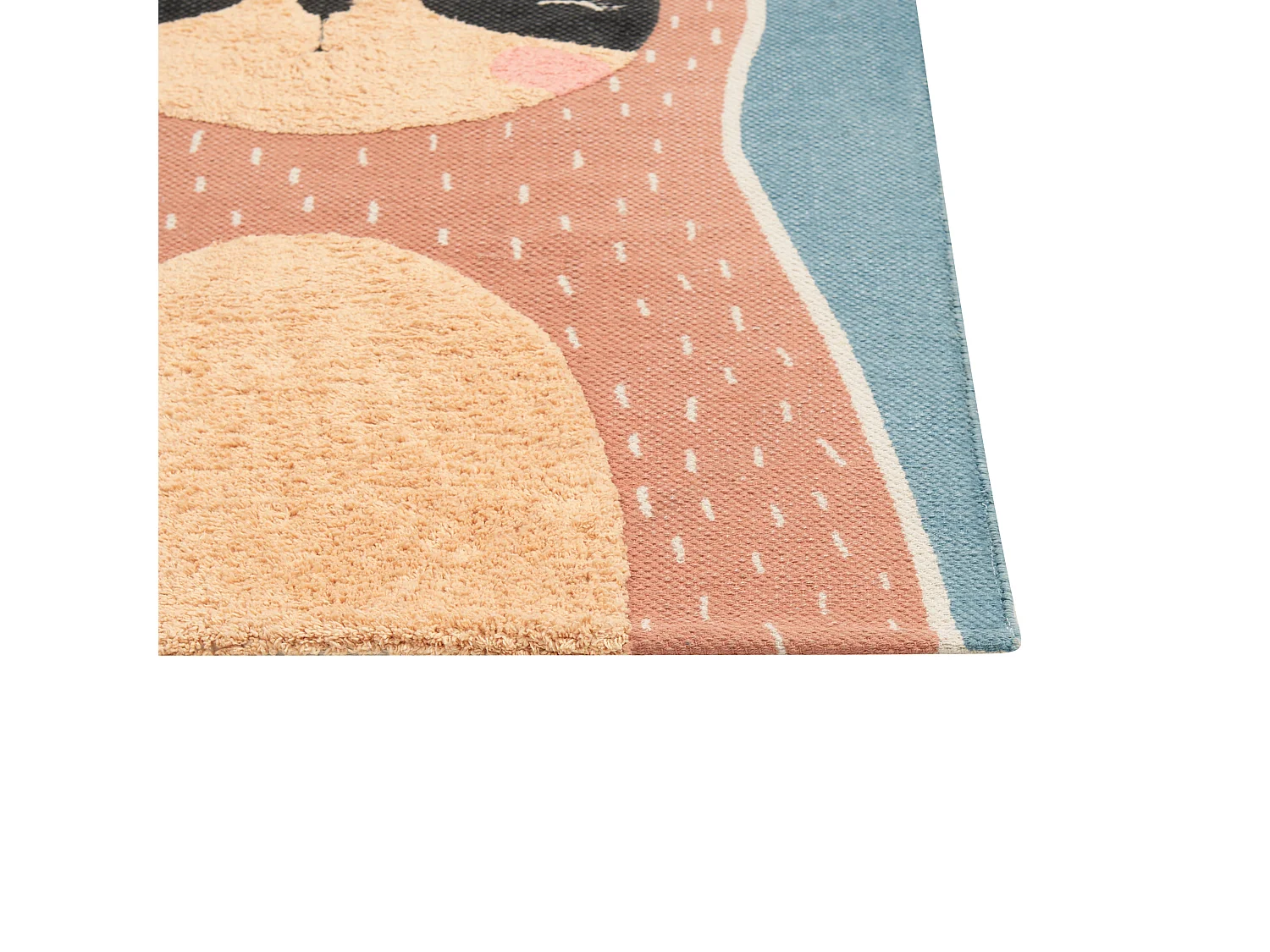 Tapis enfant imprimé paresseux en coton 80 x 150 cm bleu et orange ISAK