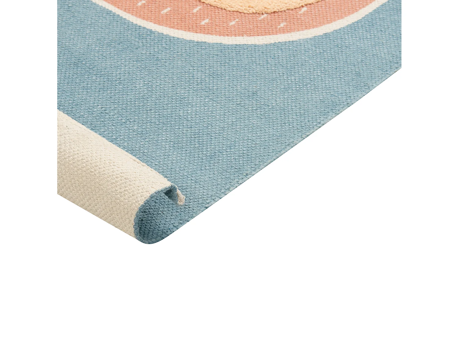 Tapis enfant imprimé paresseux en coton 80 x 150 cm bleu et orange ISAK