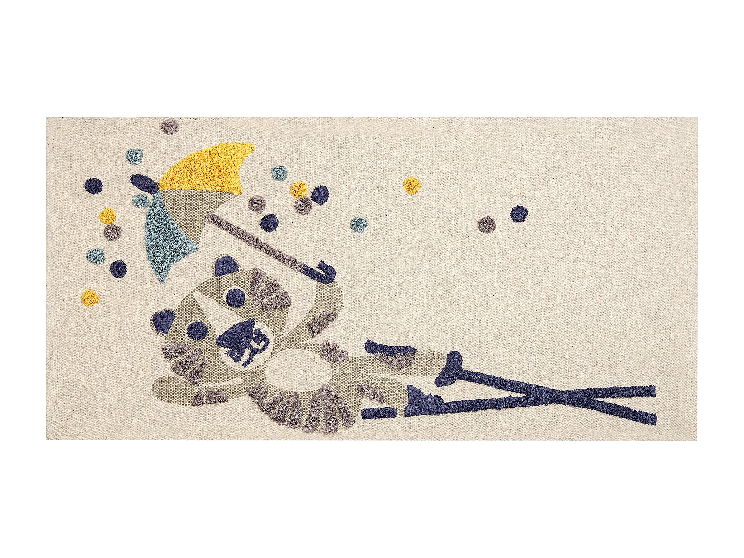 Kinderteppich aus Baumwolle mit Tiermotiv 80 x 150 cm Handgewebt mehrfarbig Singkil