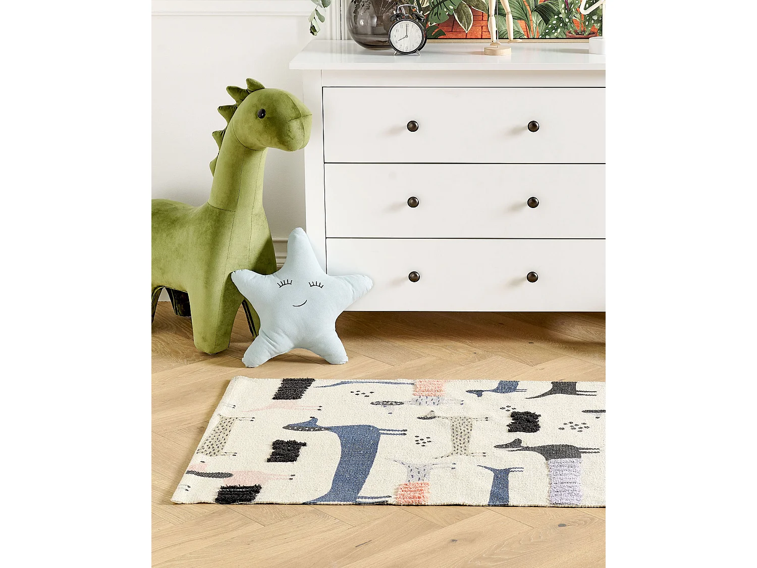 Kinderteppich Baumwolle mehrfarbig 80 x 150 cm Hund-Motiv Kurzflor TEMIAJ