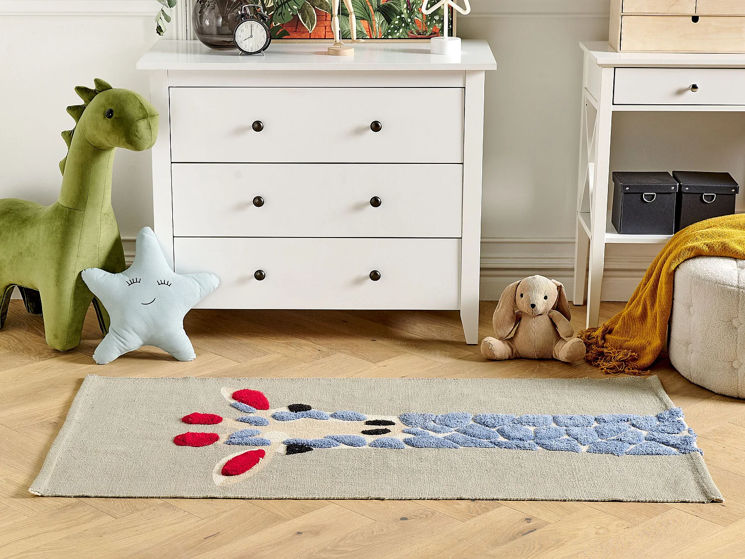 Tapete de algodão multicolor com motivo de girafa 80 x 150 cm SAKUBO