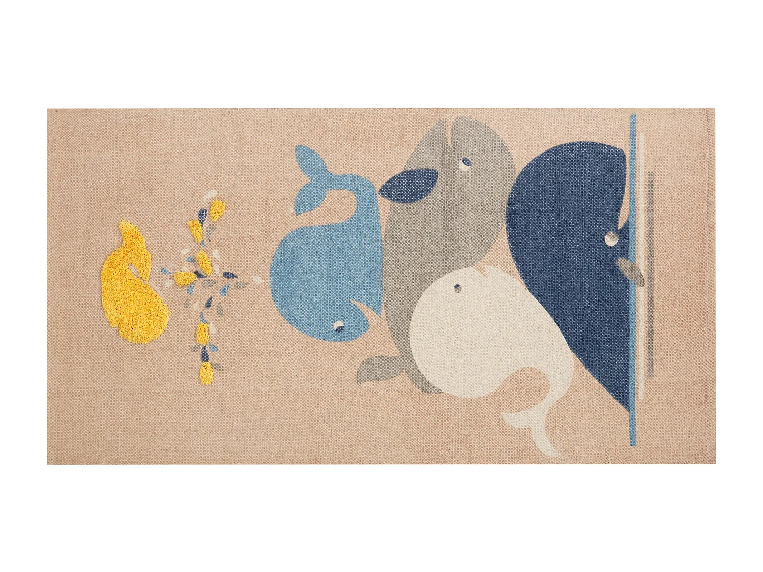 Kinderteppich Baumwolle beige 80 x 150 cm Wal Motiv für Kinderzimmer Seai