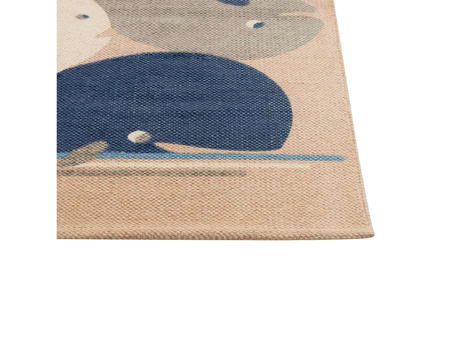 Alfombra de algodón beige motivo ballenas 80 x 150 cm SEAI