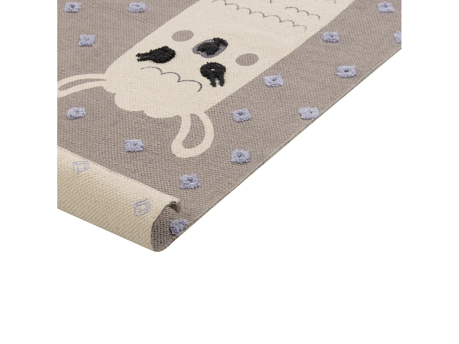 Tapis enfant imprimé lama en coton 80 x 150 cm marron LUBUK