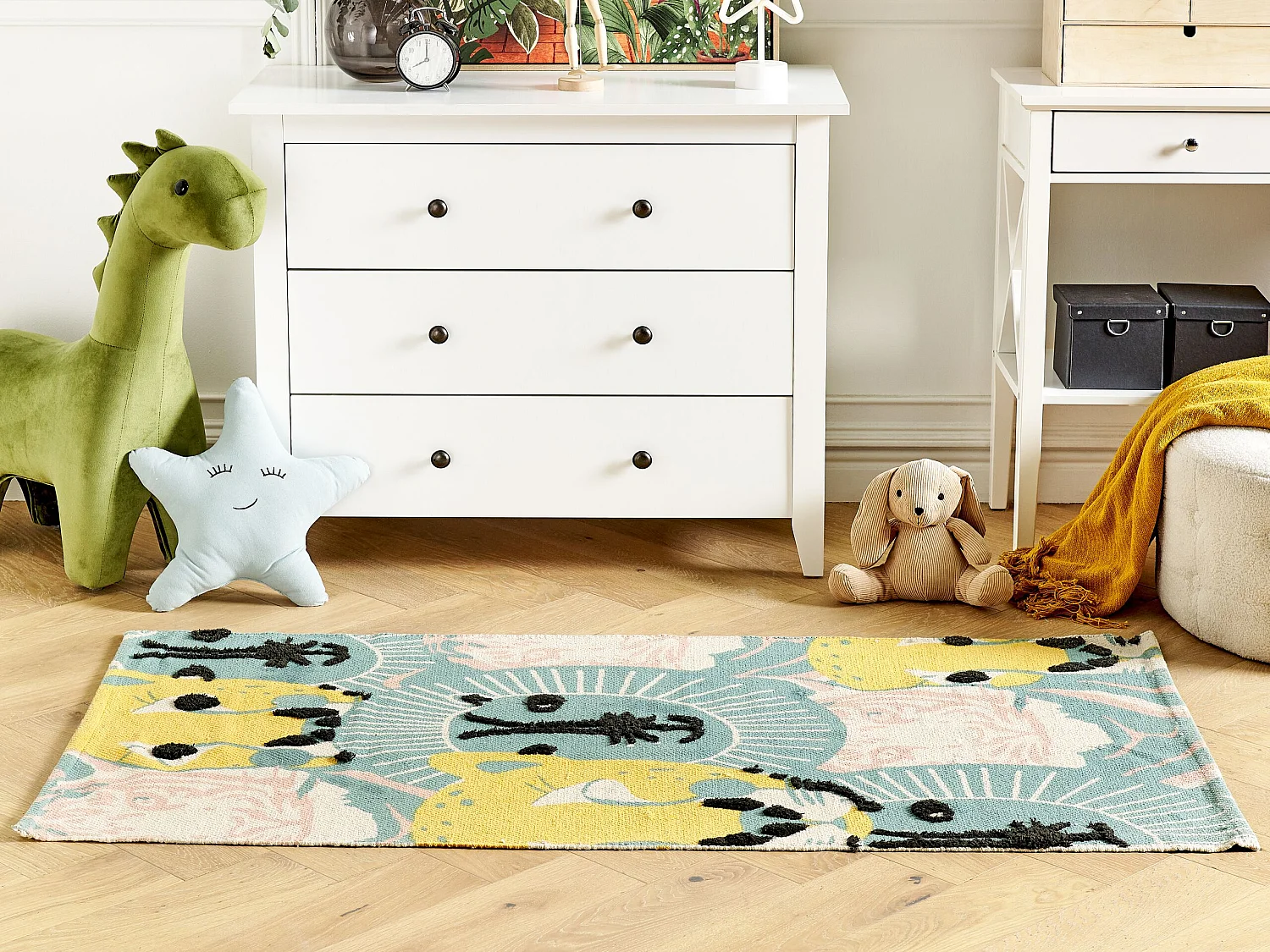 Kinderteppich Baumwolle mehrfarbig 80 x 150 cm Tiermotiv TUTUT