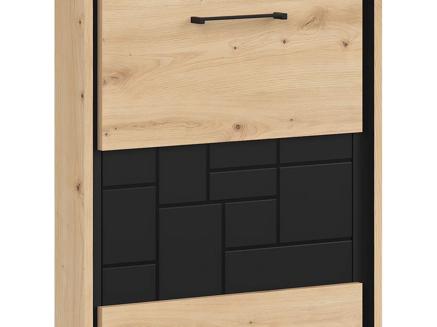 Armário expositor 1 porta Elijah madeira e preto 200cm