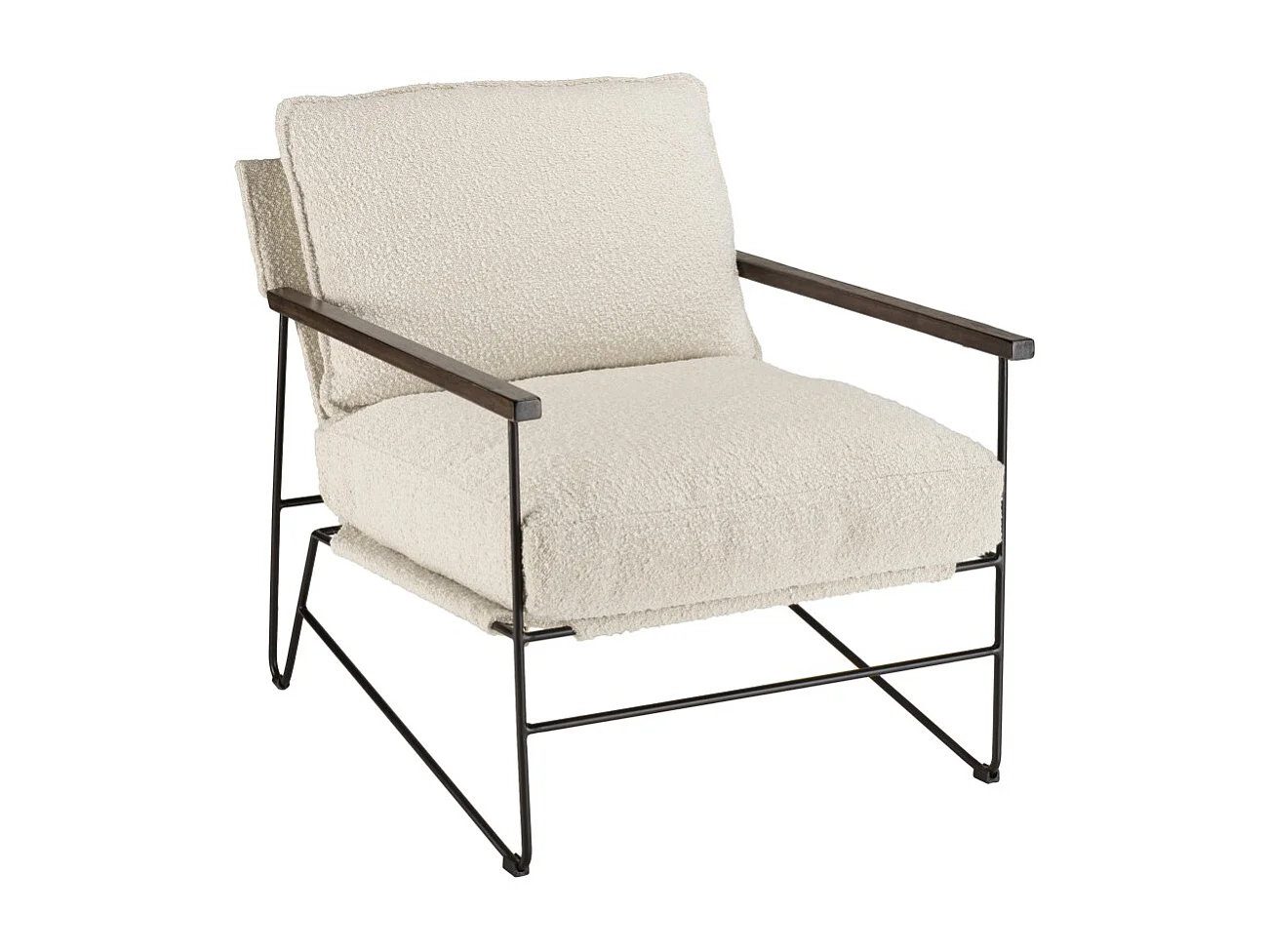 GASTON - Fauteuil tissu bouclette 1 coussin couleur blanc