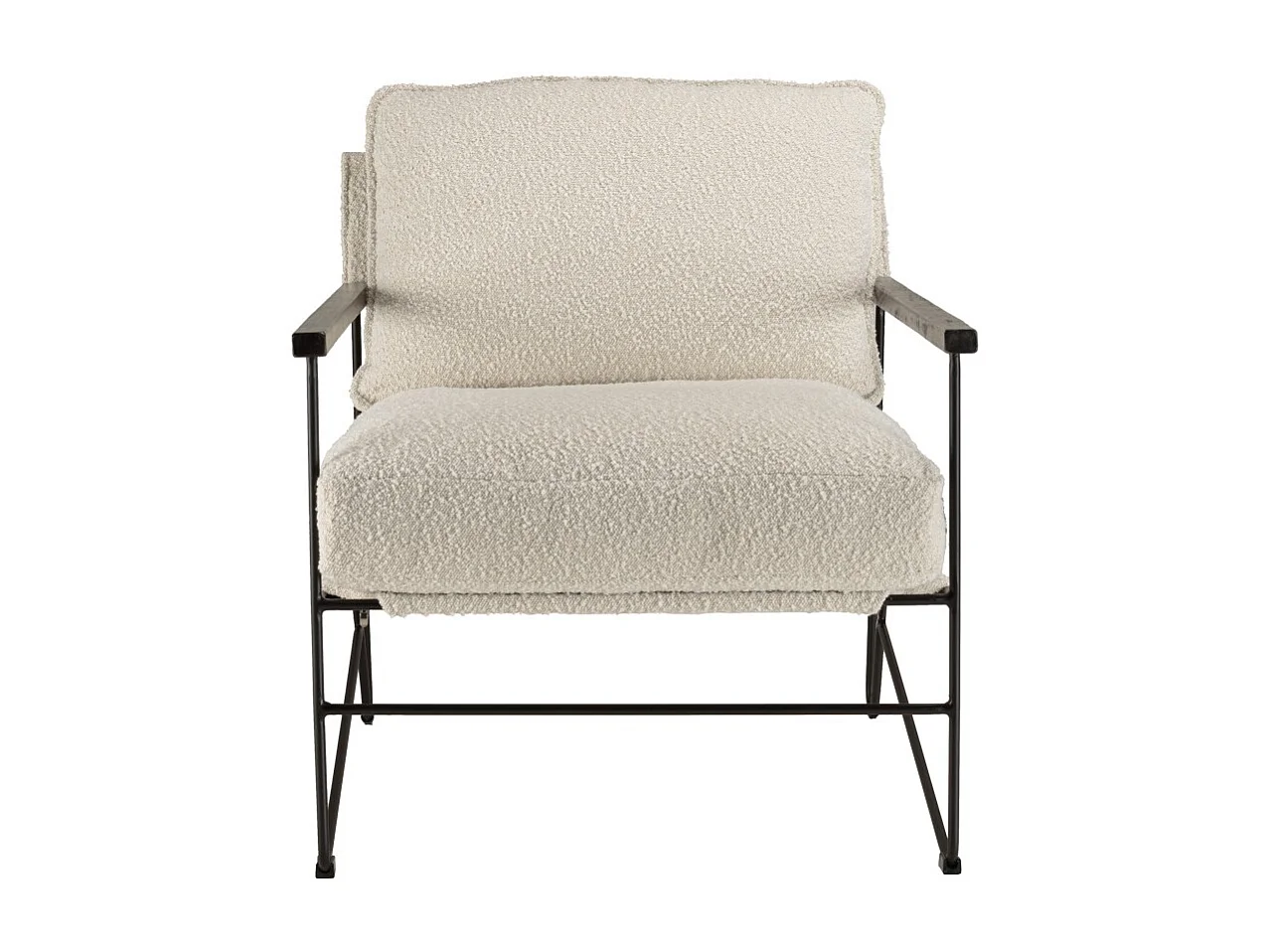 GASTON - Fauteuil tissu bouclette 1 coussin couleur blanc