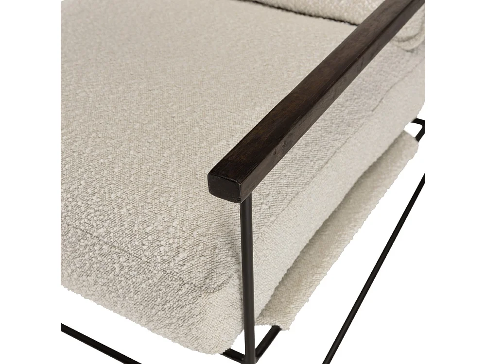 GASTON - Fauteuil tissu bouclette 1 coussin couleur blanc