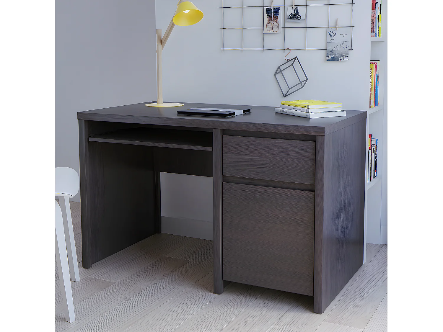 Bureau 1 porte 1 tiroir Soren Bois Wengé