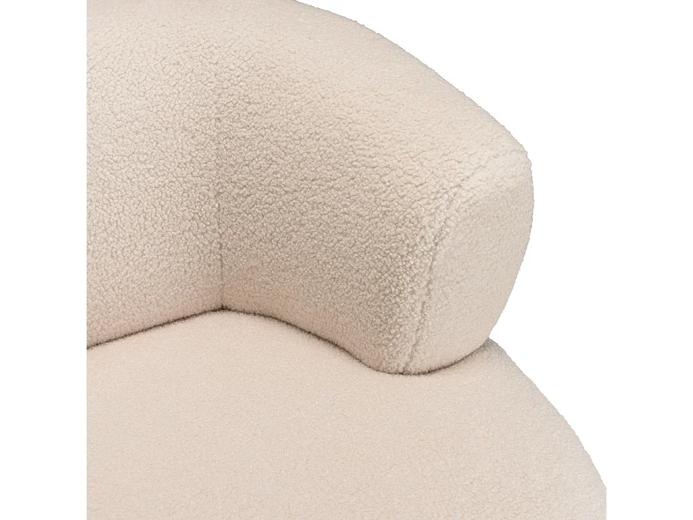 GASTON - Fauteuil en tissu bouclette blanc assise arrondie
