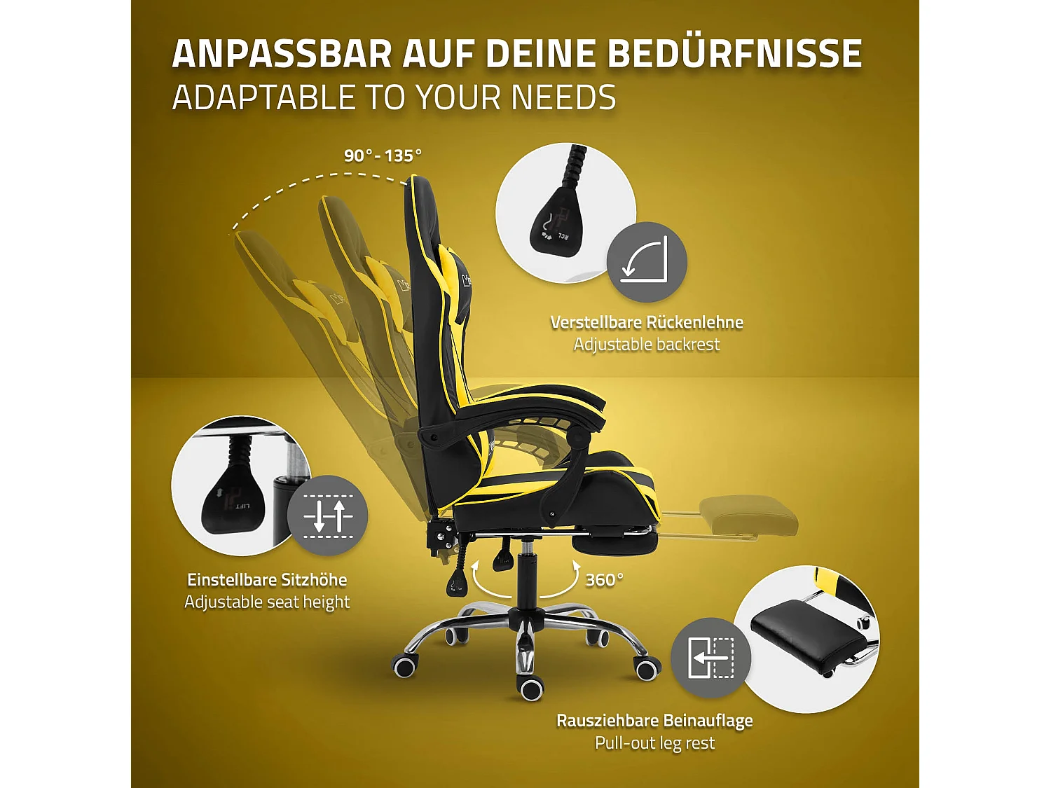 Massage Gaming Chair Chaise de bureau Racing Chaise de bureau Gaming Chair Régla