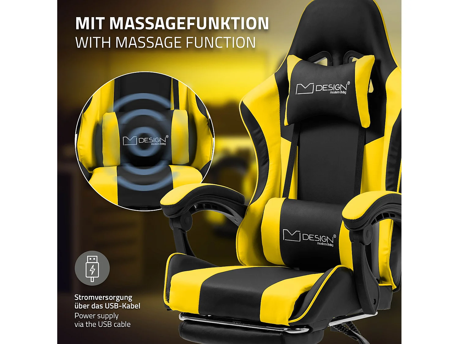 Massage Gaming Chair Chaise de bureau Racing Chaise de bureau Gaming Chair Régla