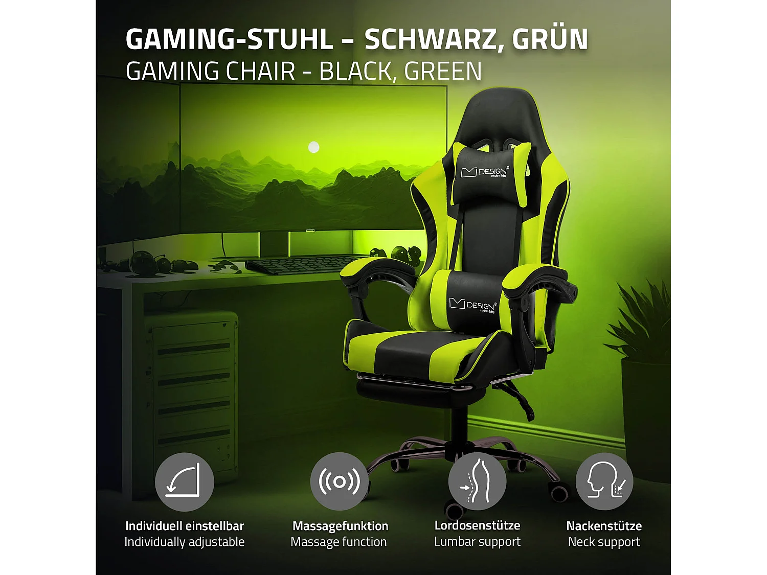 Massage Gaming Chair Chaise de bureau Racing Chaise de bureau Gaming Chair Régla