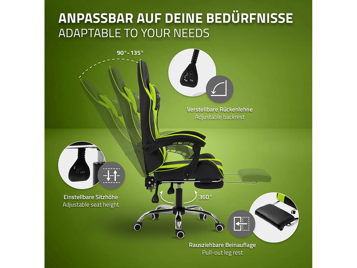 Massage Gaming Chair Chaise de bureau Racing Chaise de bureau Gaming Chair Régla