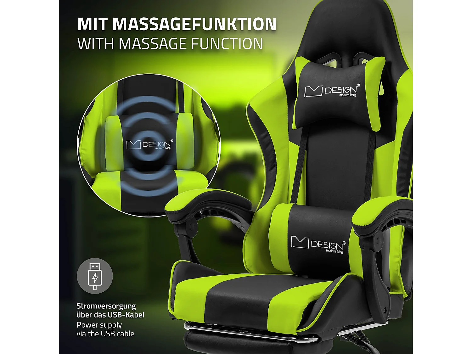 Massage Gaming Chair Chaise de bureau Racing Chaise de bureau Gaming Chair Régla
