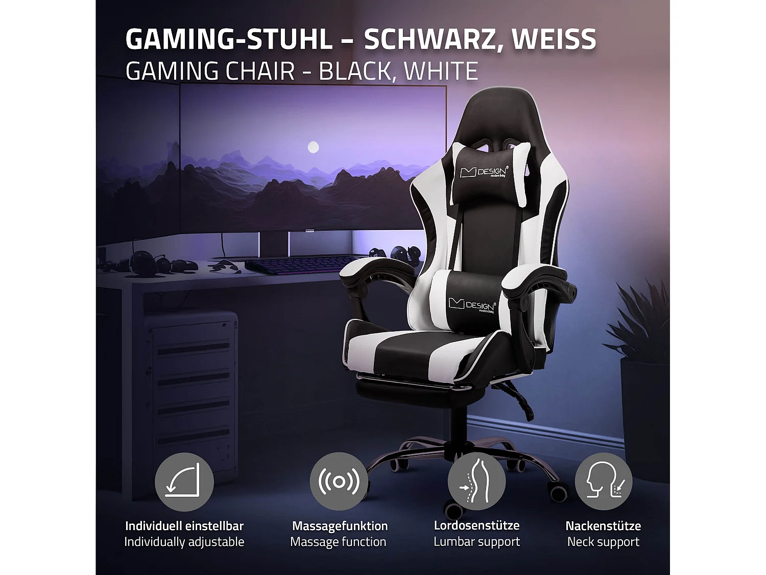 Massage Gaming Chair Chaise de bureau Racing Chaise de bureau Gaming Chair Régla