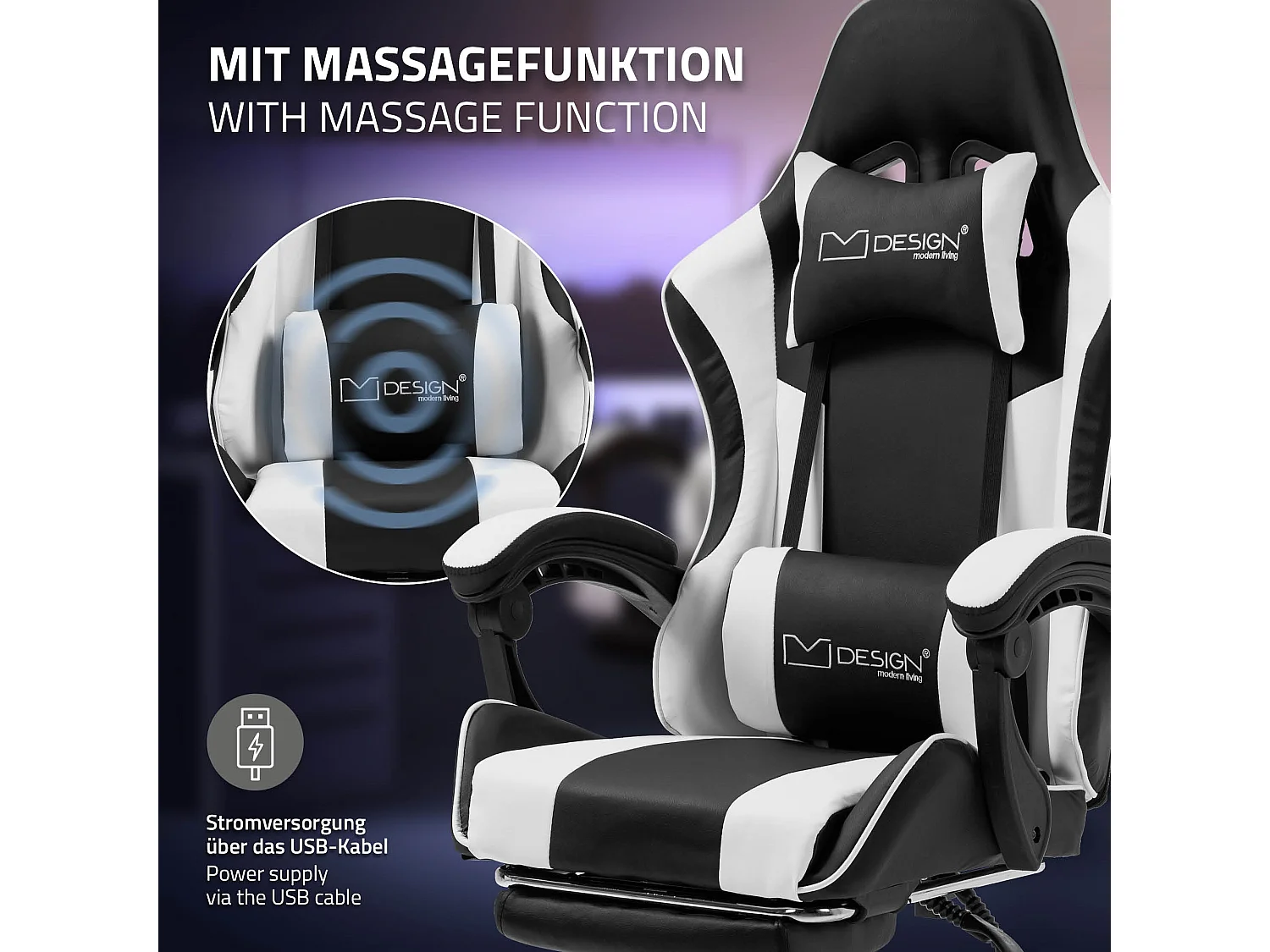 Massage Gaming Chair Chaise de bureau Racing Chaise de bureau Gaming Chair Régla