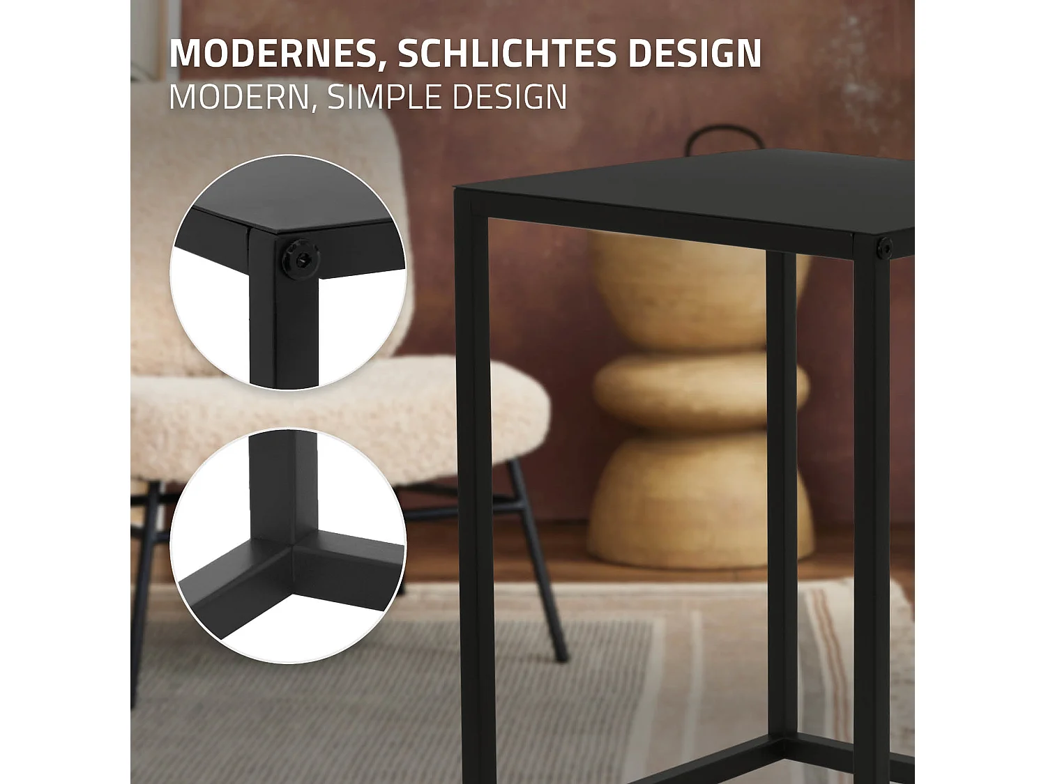 Set 4x supports de fleurs moderne pot à plantes en métal noir tabouret à fleurs