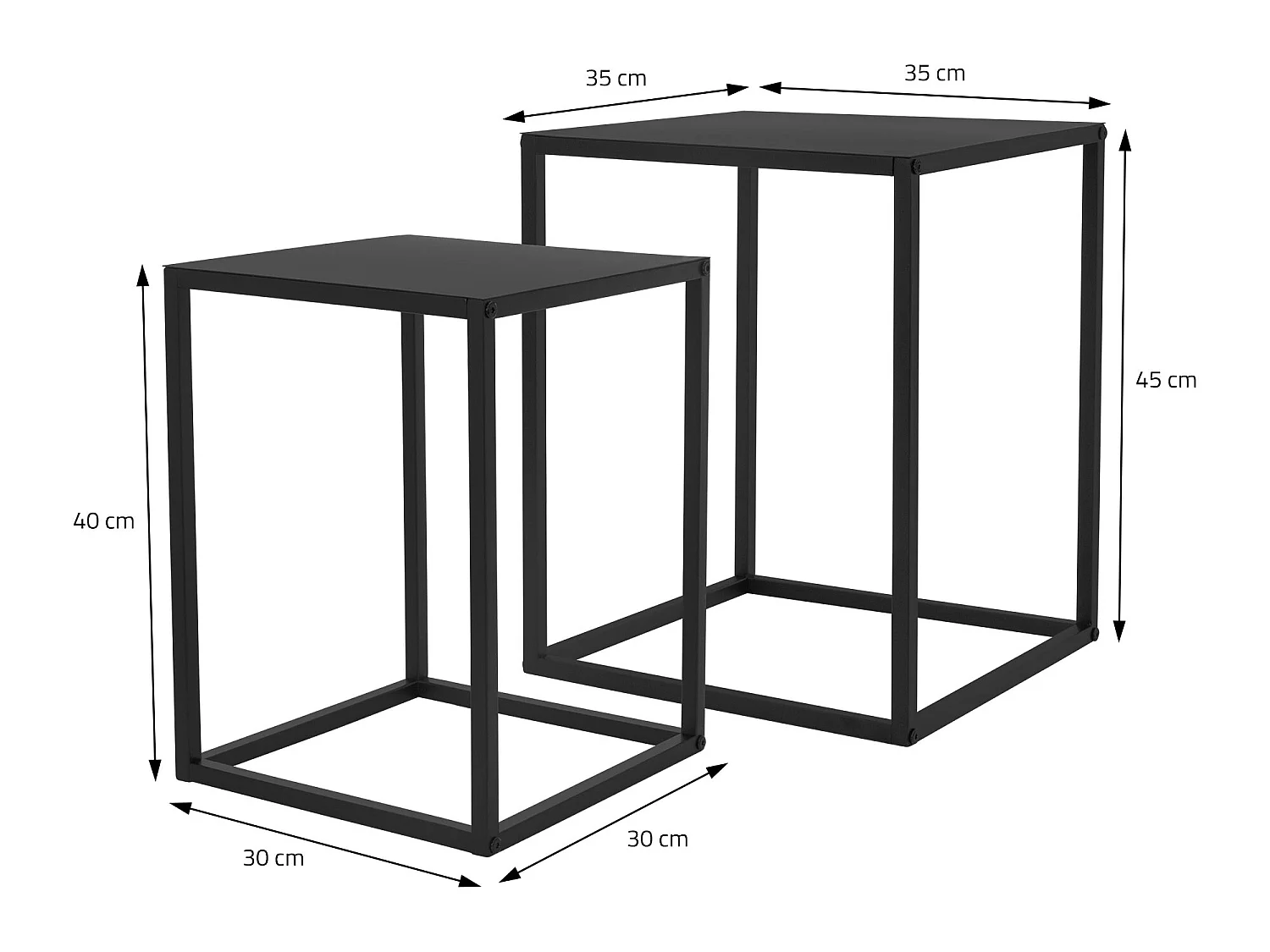 Set 4x supports de fleurs moderne pot à plantes en métal noir tabouret à fleurs