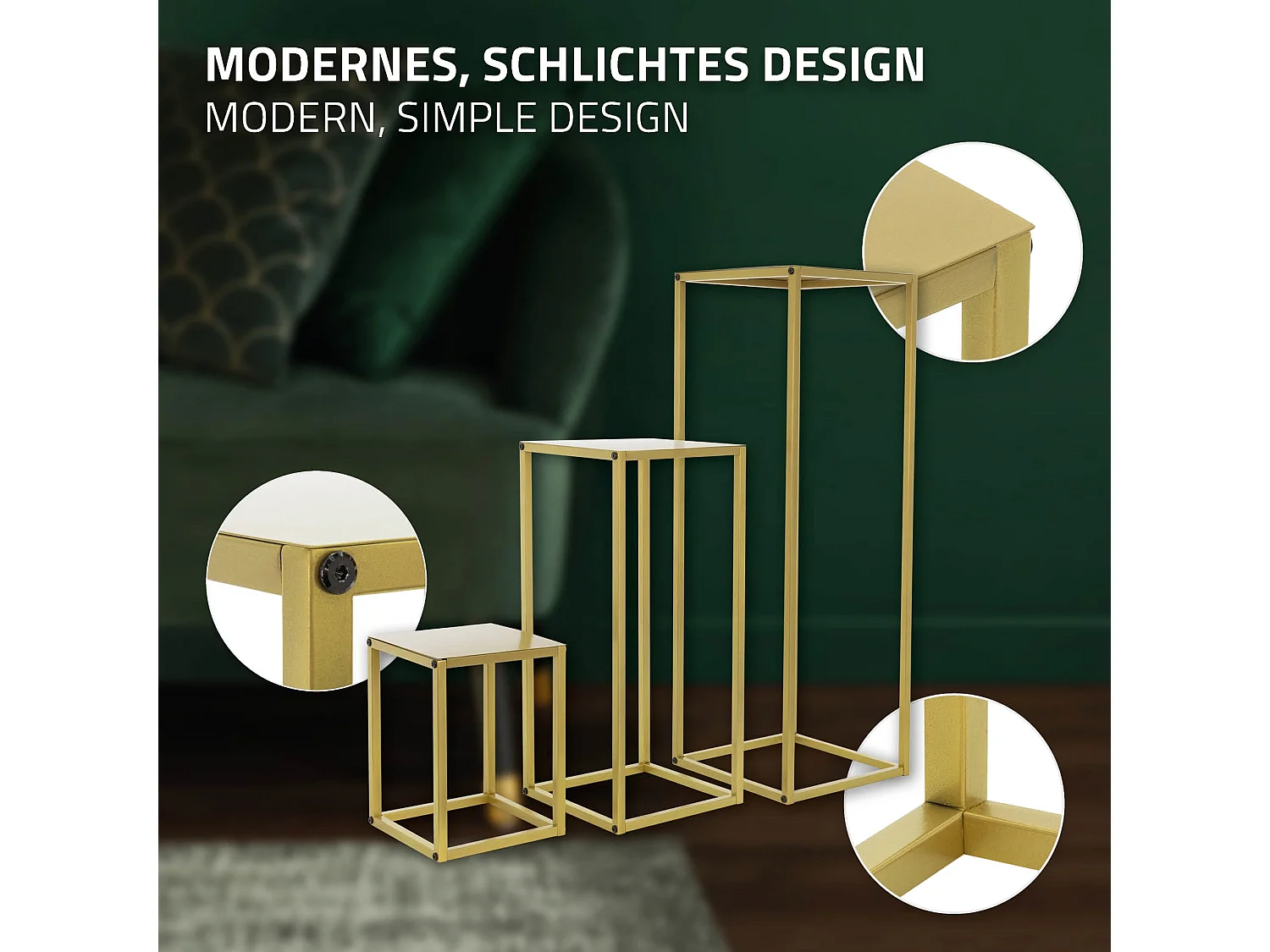 Lot de 6 support de fleurs moderne pot à plantes en métal doré tabouret à fleurs