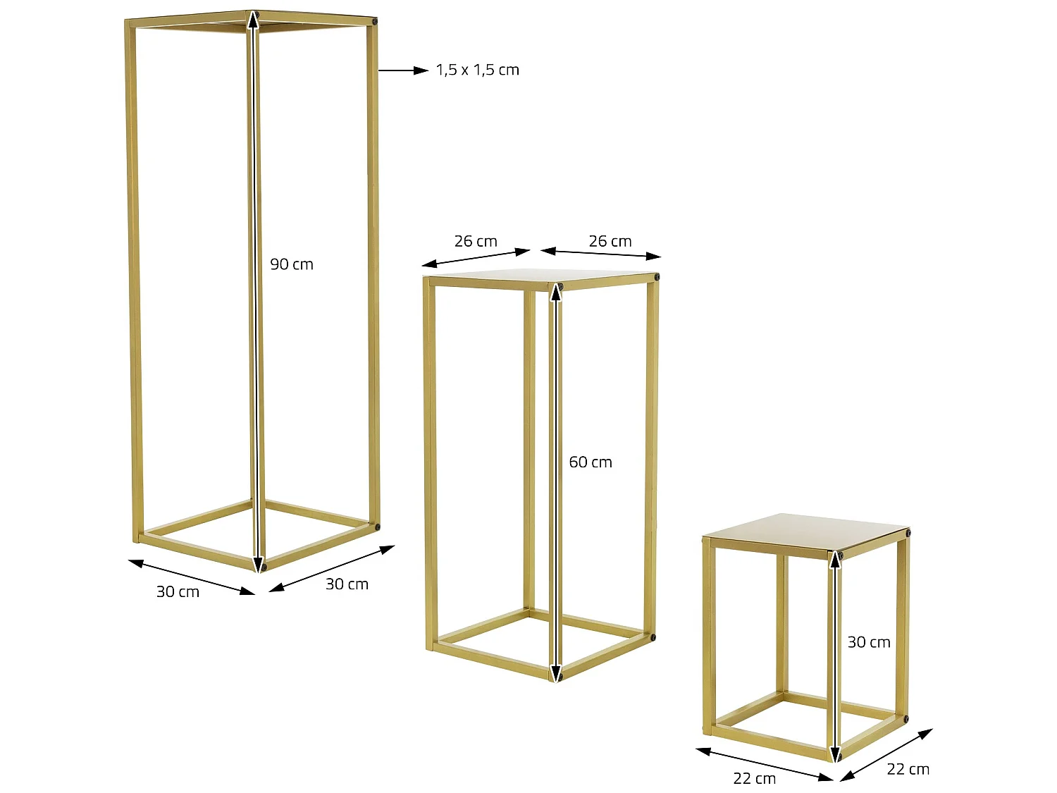 Lot de 6 support de fleurs moderne pot à plantes en métal doré tabouret à fleurs