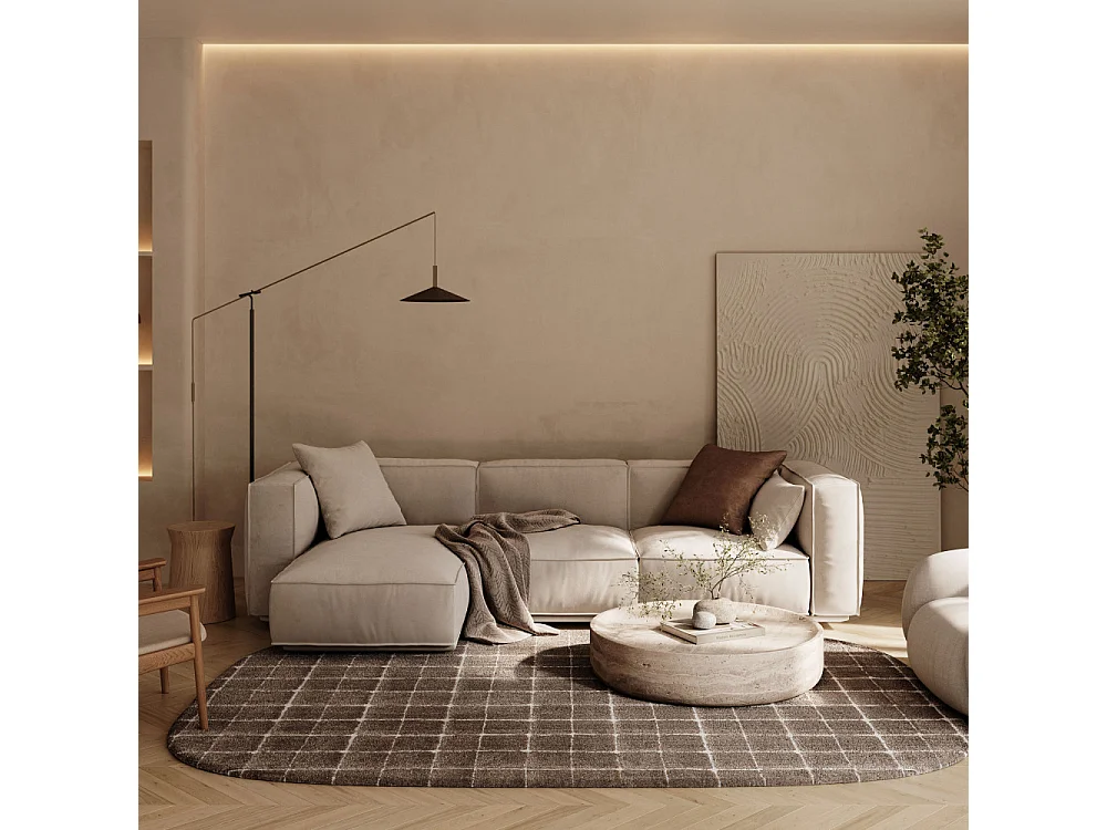 Byron VII - Tapis contemporain ovale -  Taupe - 160x230cm