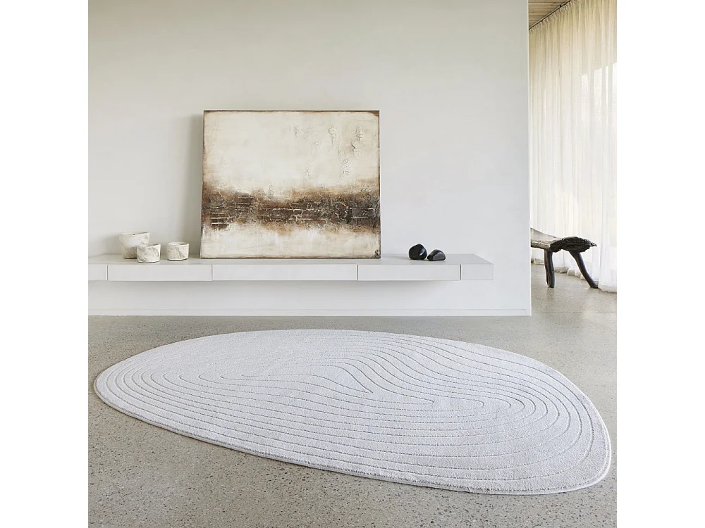 Elliott I - Tapis contemporain de forme organique -  Écru - 160x230cm