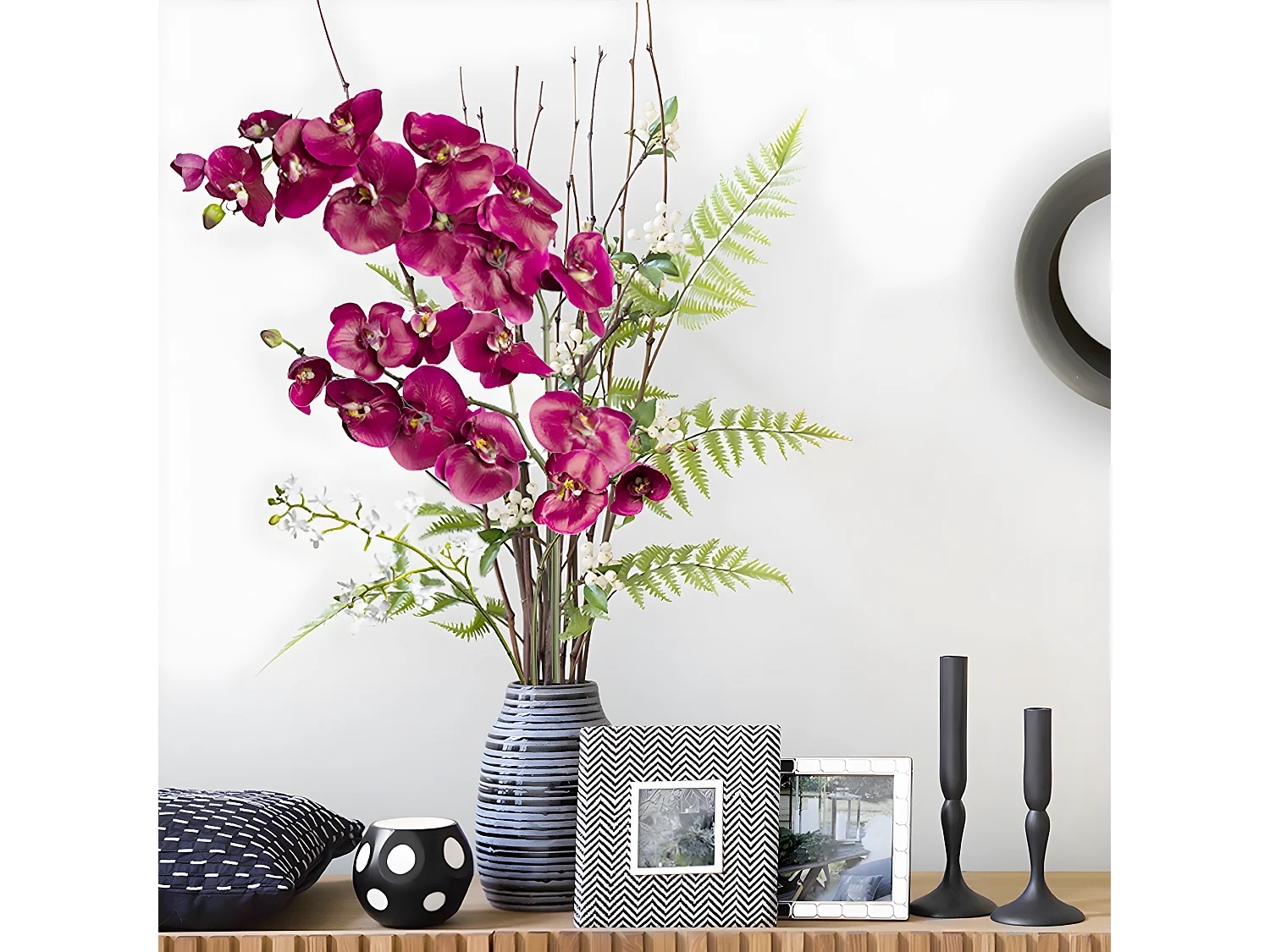 Tige d'Orchidée Phalaenopsis Budy - Fuchsia / 42 cm