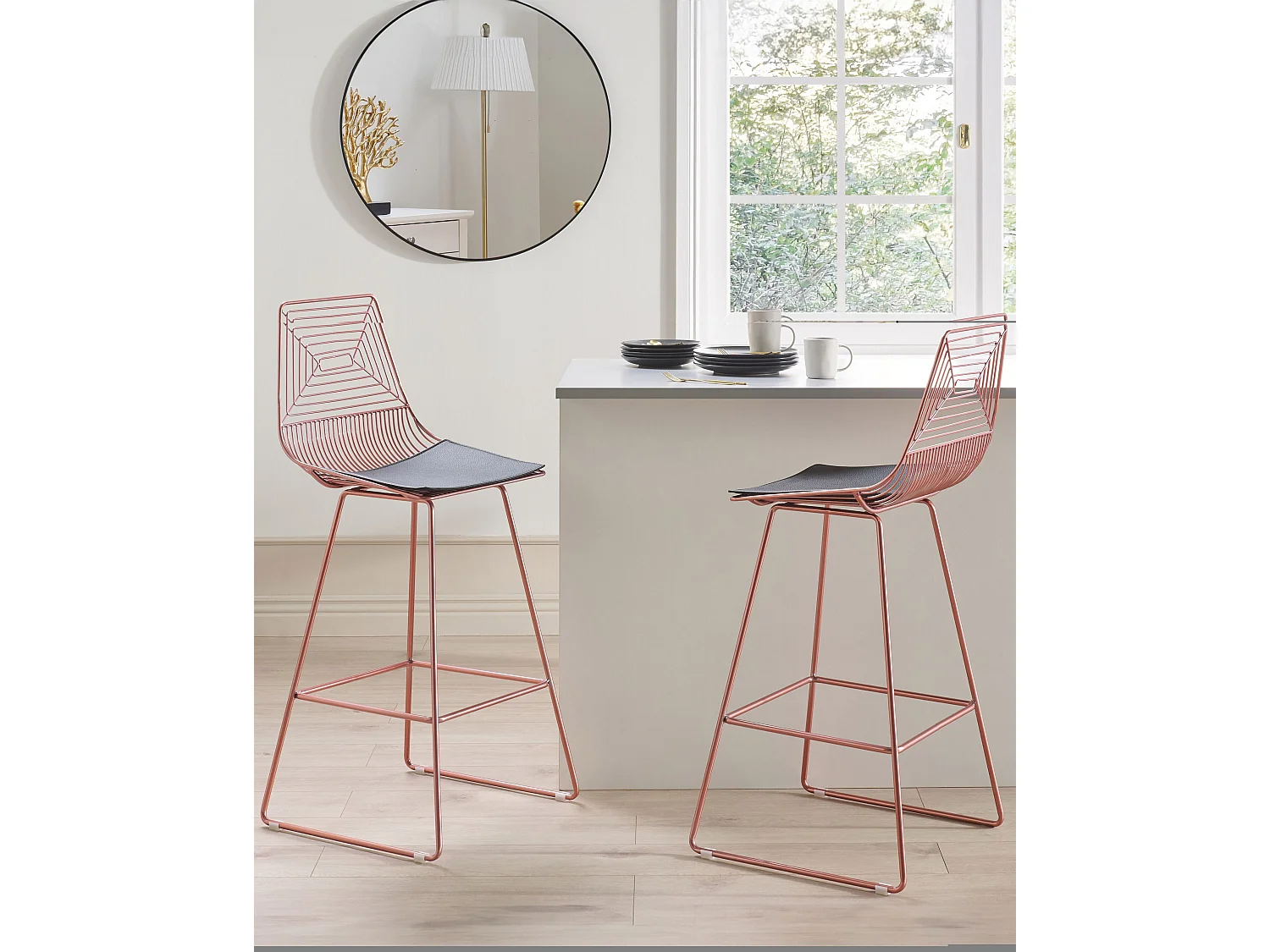 Lot de 2 chaises de bar BISBEE Métal Rose doré