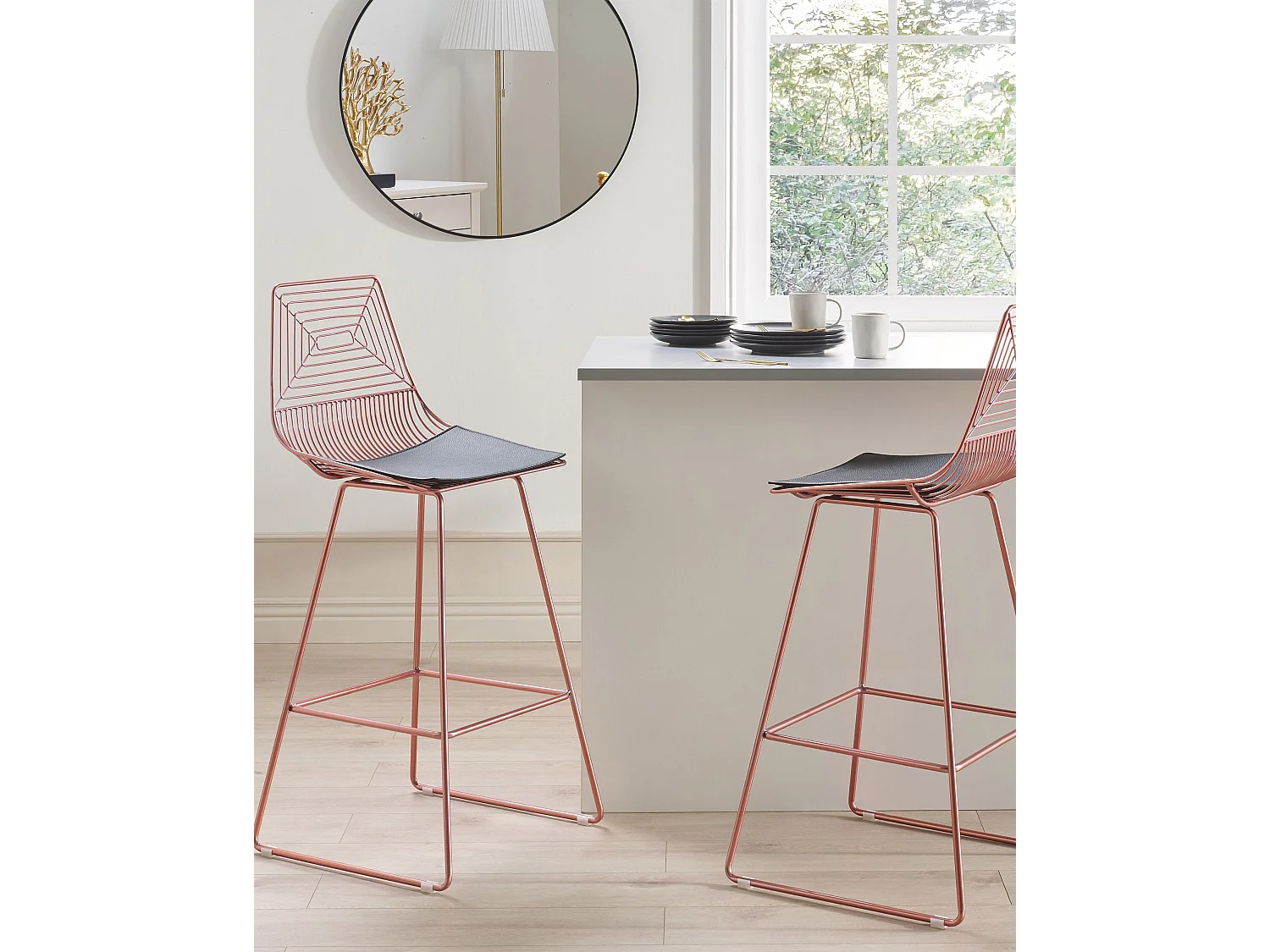 Lot de 2 chaises de bar BISBEE Métal Rose doré