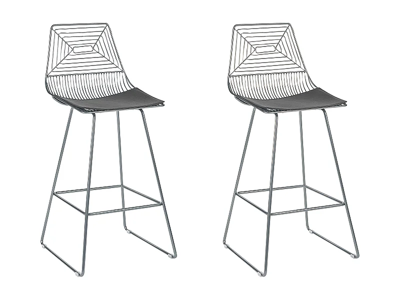 Lot de 2 chaises de bar BISBEE Métal Argenté