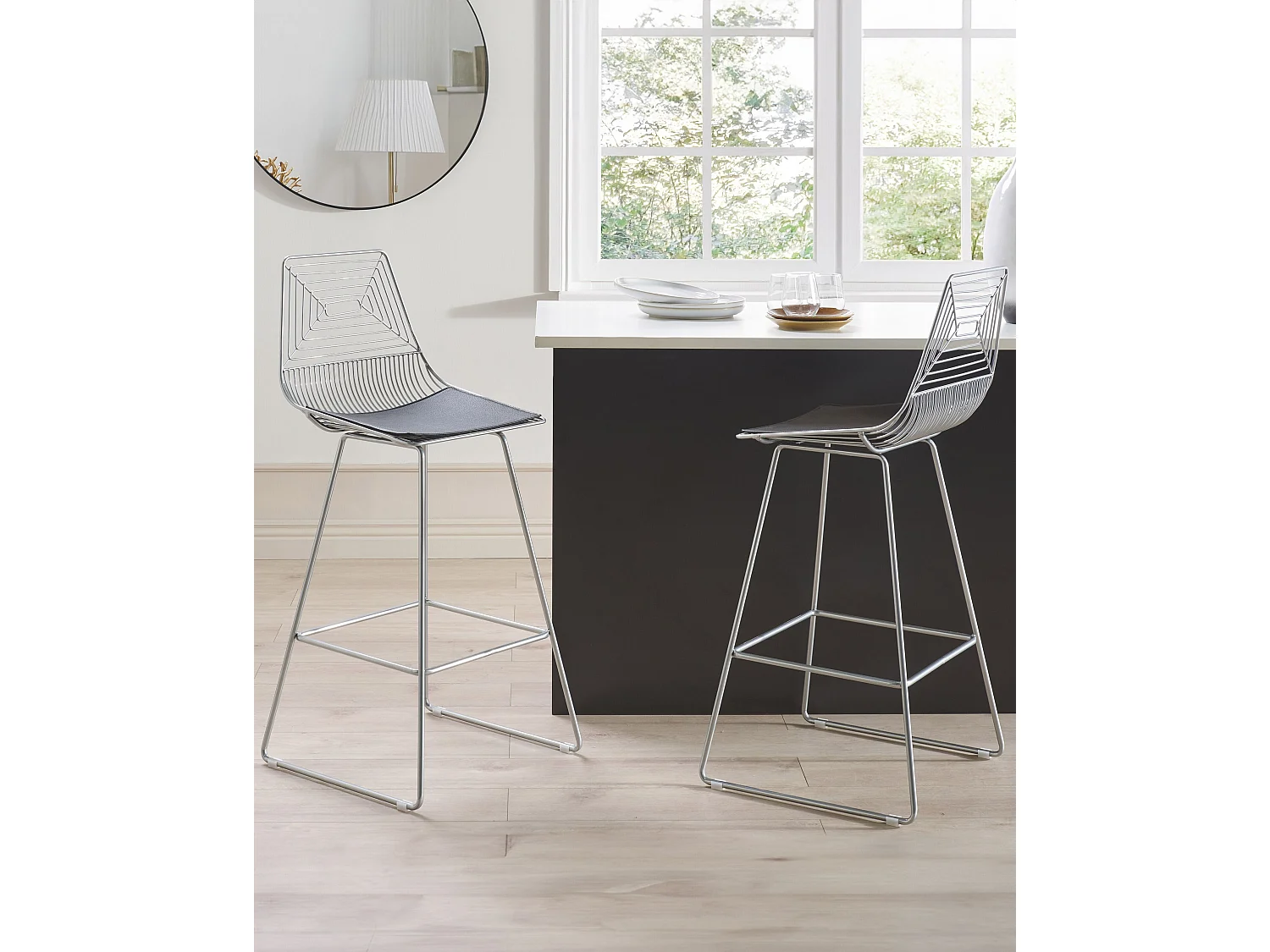 Lot de 2 chaises de bar BISBEE Métal Argenté