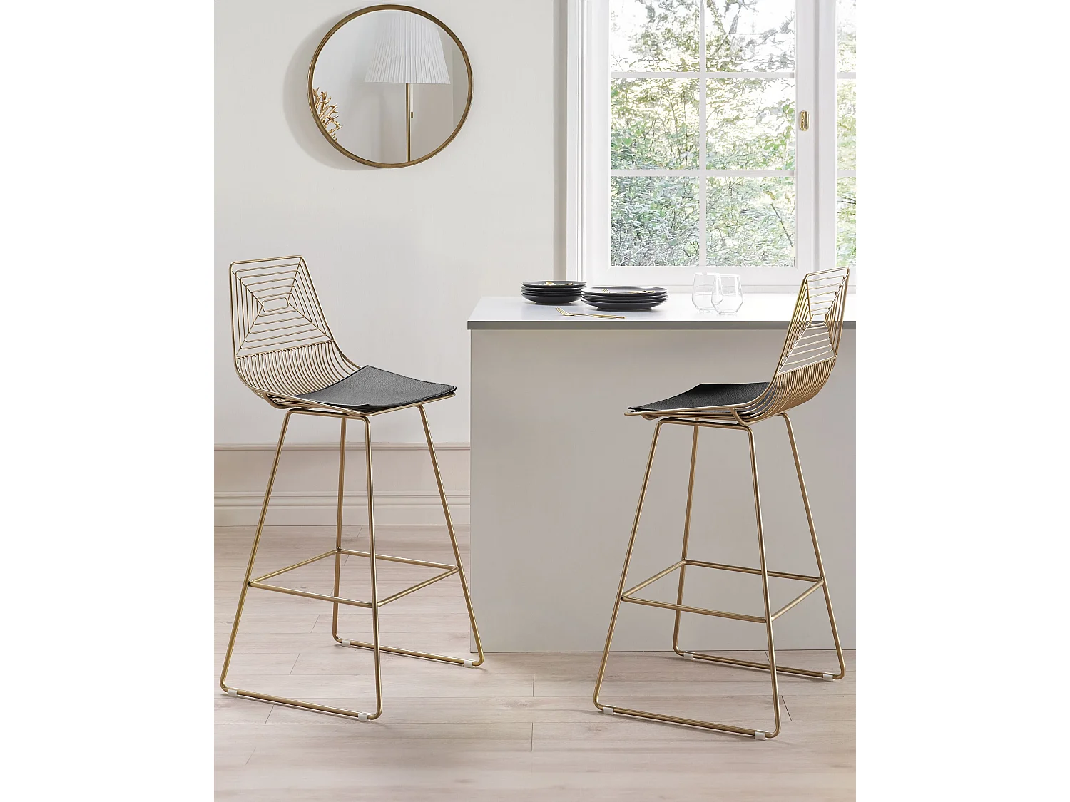 Lot de 2 chaises de bar BISBEE Métal Doré