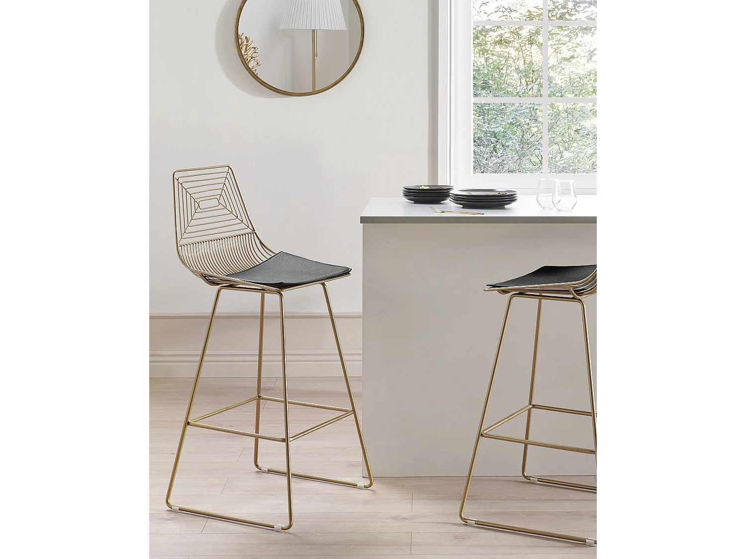 Lot de 2 chaises de bar BISBEE Métal Doré