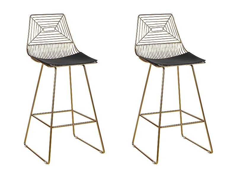 Lot de 2 chaises de bar BISBEE Métal Doré