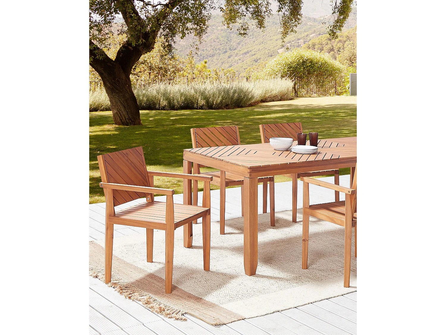 Gartenstuhl 4er Set BARATTI Akazienholz Braun