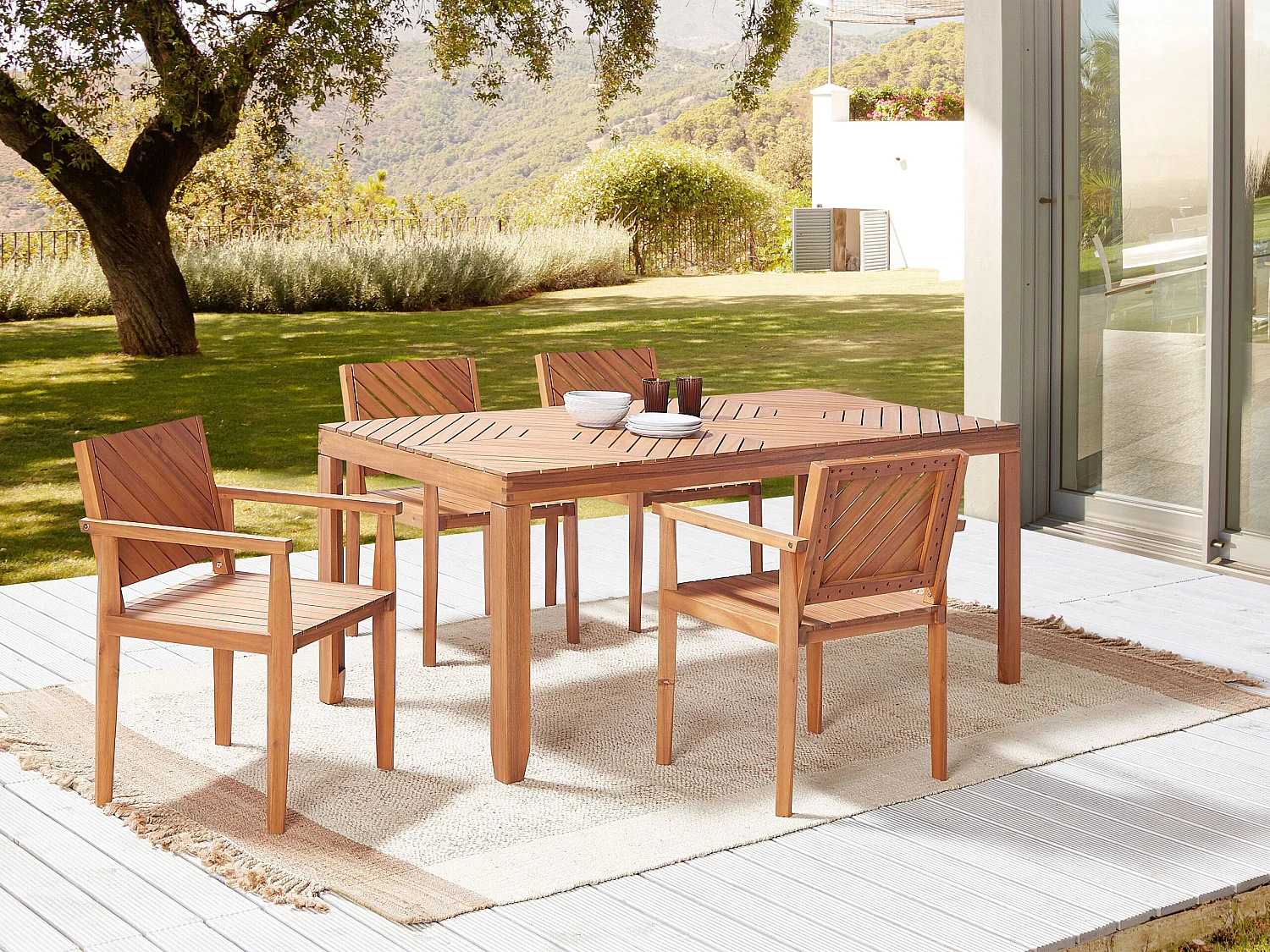 Lot de 4 chaises de jardin BARATTI Acacia Marron