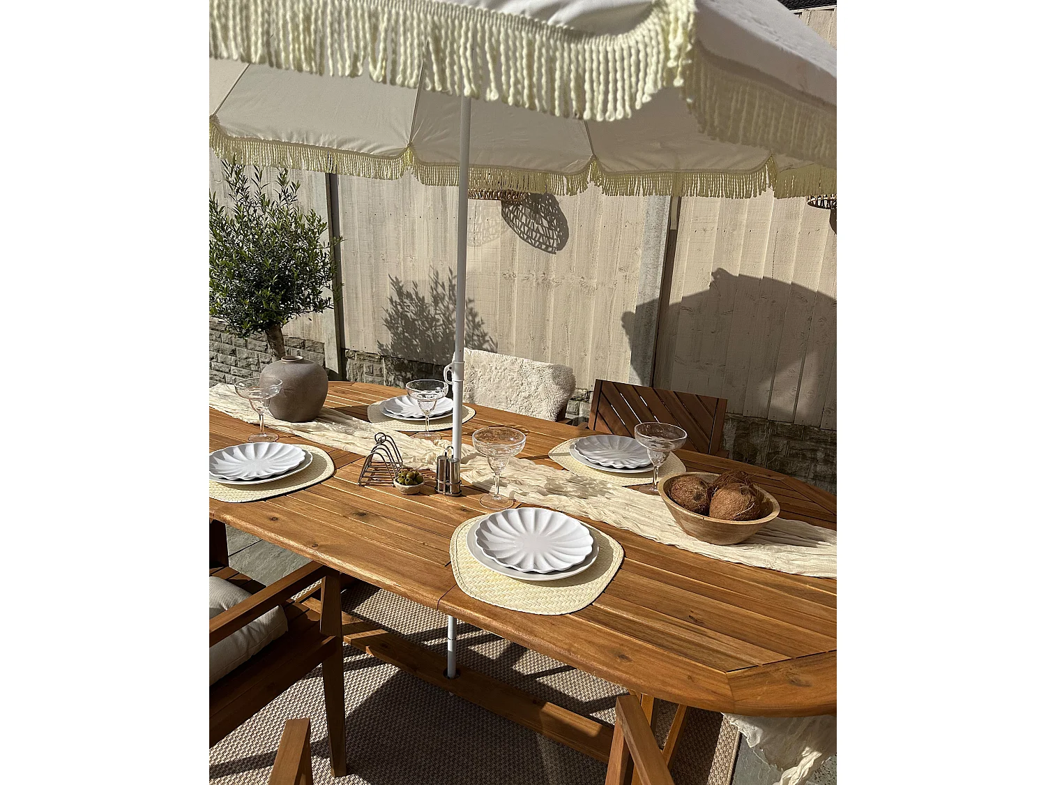 Gartenstuhl 4er Set BARATTI Akazienholz Braun