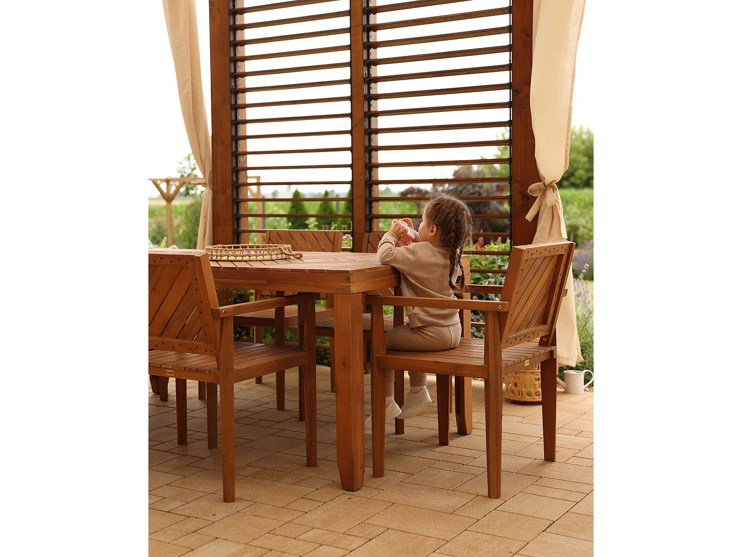 Gartenstuhl 6er Set BARATTI Akazienholz Braun
