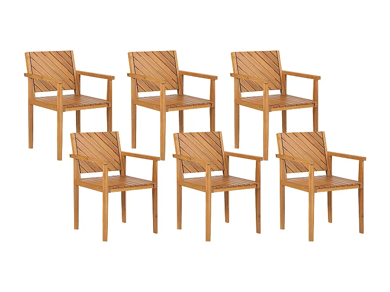 Lot de 6 chaises de jardin BARATTI Acacia Marron