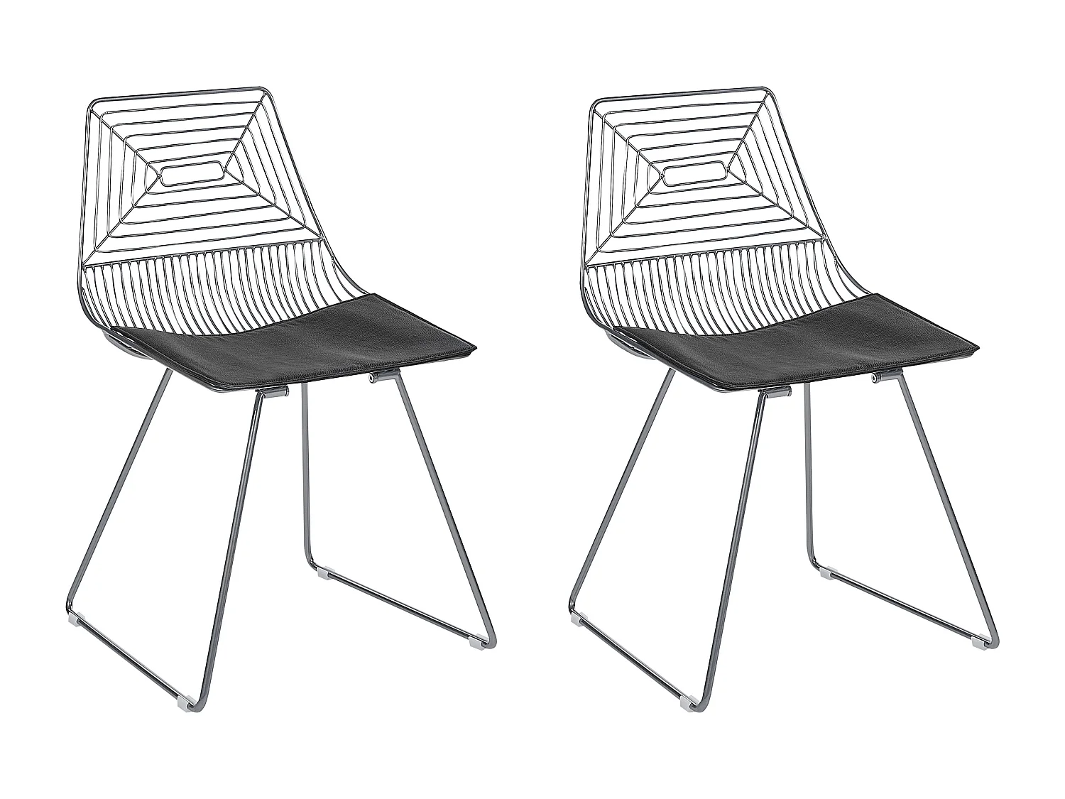 Lot de 2 chaises de salle à manger BEATTY Métal Argenté